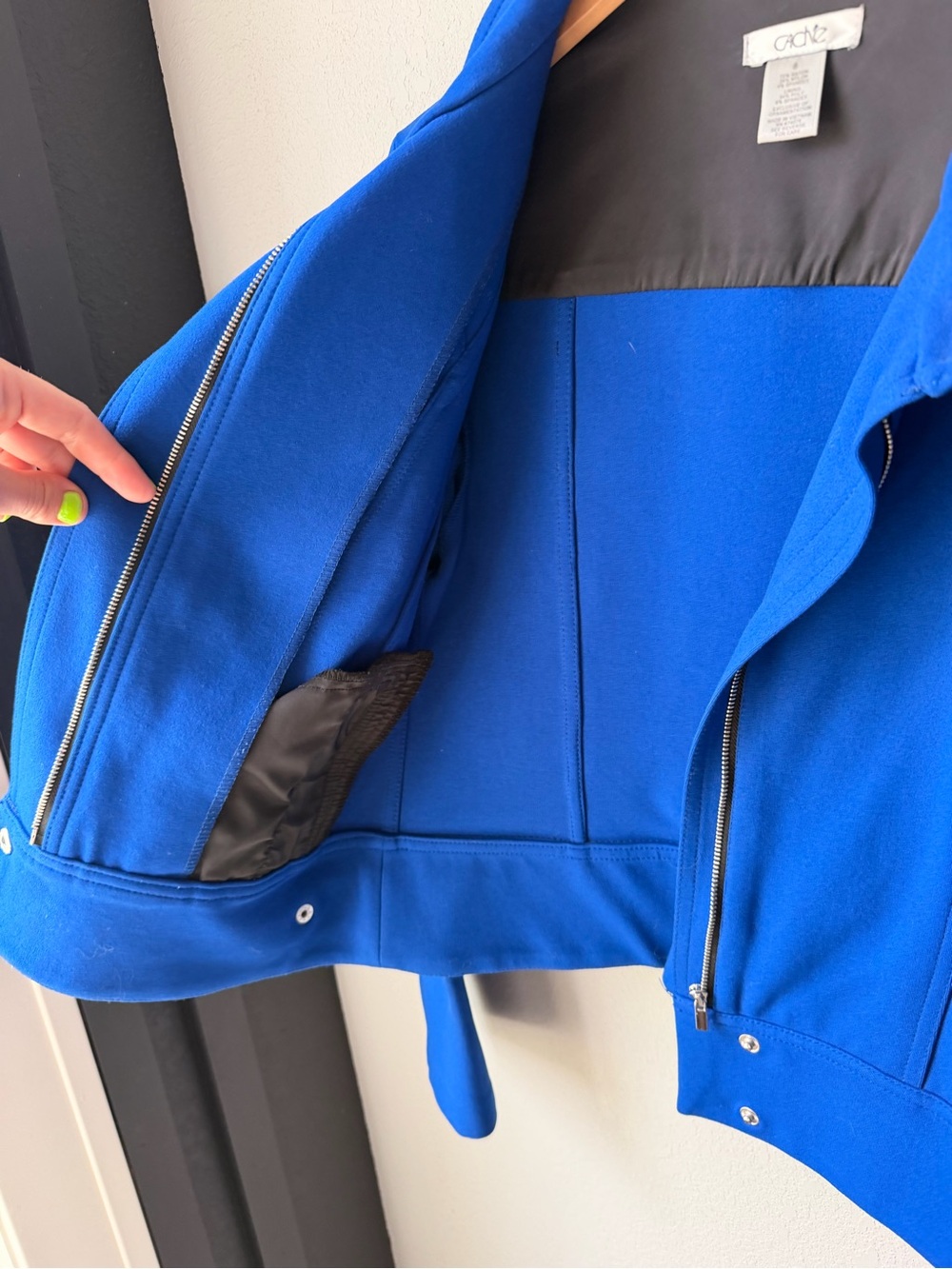 Cache Electric Blue Moto-Style Zip Jacket - Picture 4 of 9